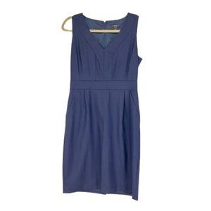 J. Crew Women's Size 6 100% Wool Shift Mini Dress V-Neck Sleeveless Zip Back Sol